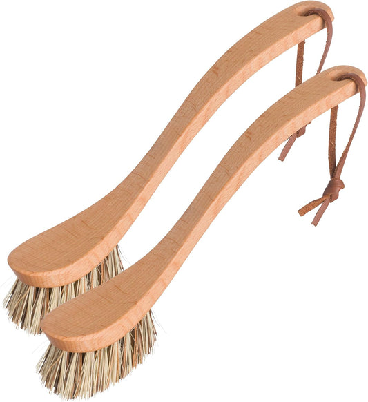 REDECKER Curved Dish Brush, Natural Union Plant Fiber Bristles, Ergonomic Design with Oiled