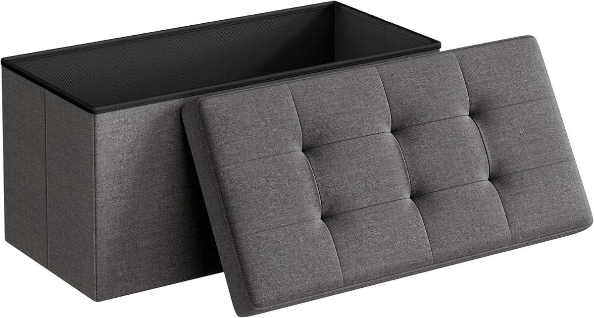 SONGMICS MAZIE Collection - 30 Inches Folding Storage Ottoman Bench, Ottoman Foot Rest, End of Bed