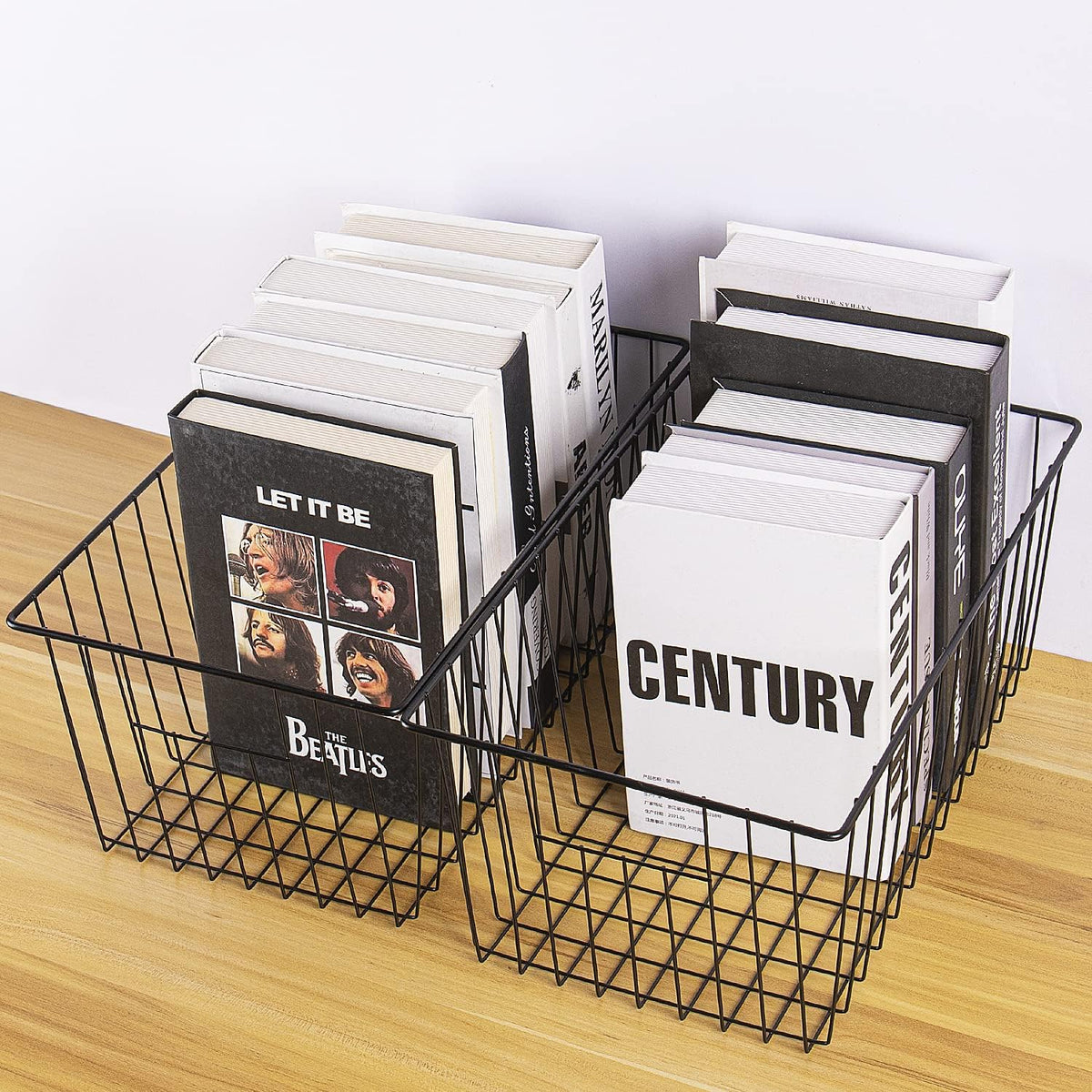 16inch Freezer Wire Storage Organizer Baskets, Household Refrigerator Bins with Built-in Handles