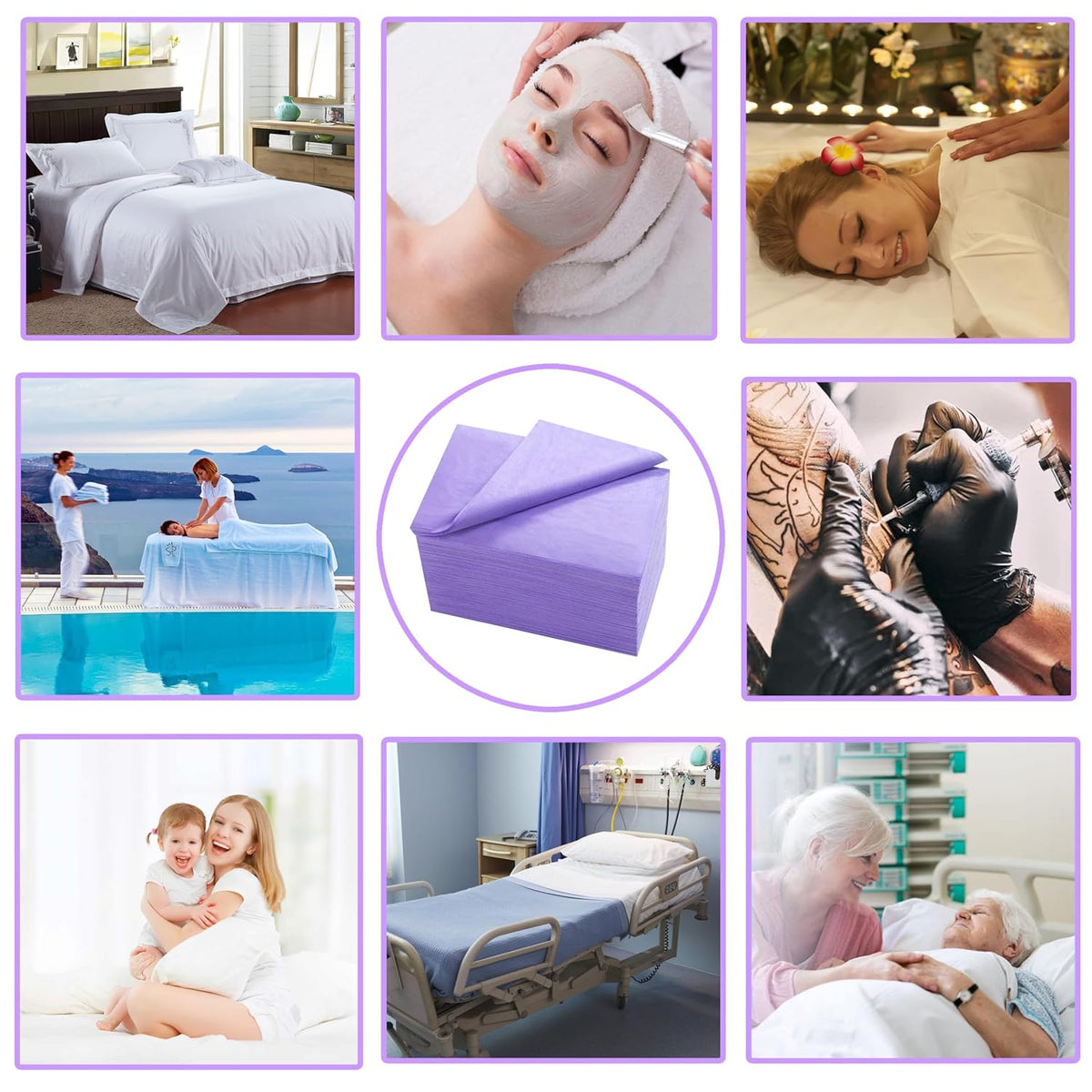 Disposable Bed Sheets 100 Pcs 31" x 71" Massage Table Sheets Non Woven Fabric SPA Bed Cover