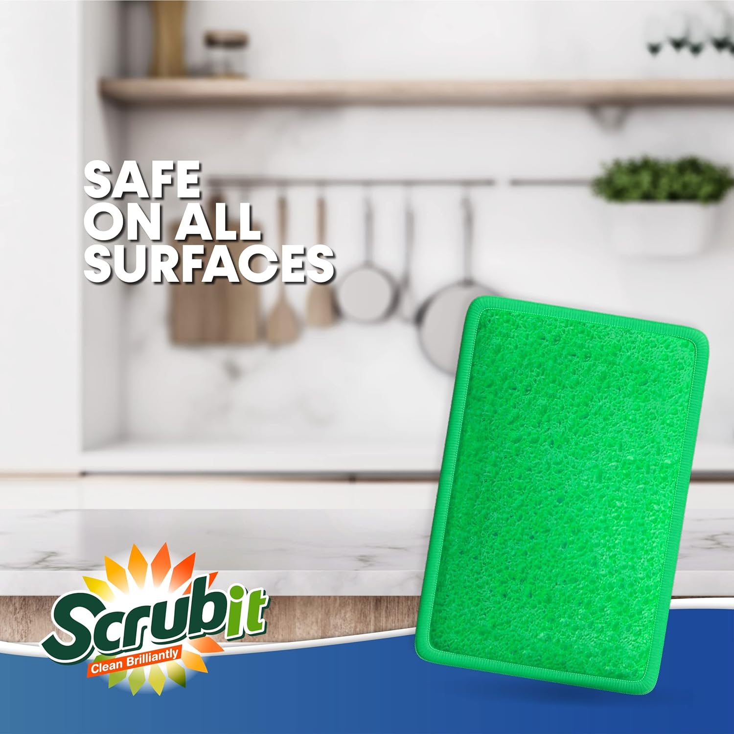 Scrub and Wipe Cleaning Pads [10 Pack] – SCRUBIT Dual Sided Scouring Pad and Sponge - Reusable