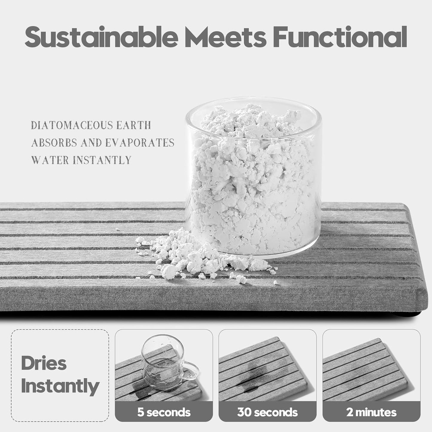 2PCS Instant Dry Diatomite Stone Counter Makeup Tray Organizer, Fast Drying Caddy Kitchen Sponge