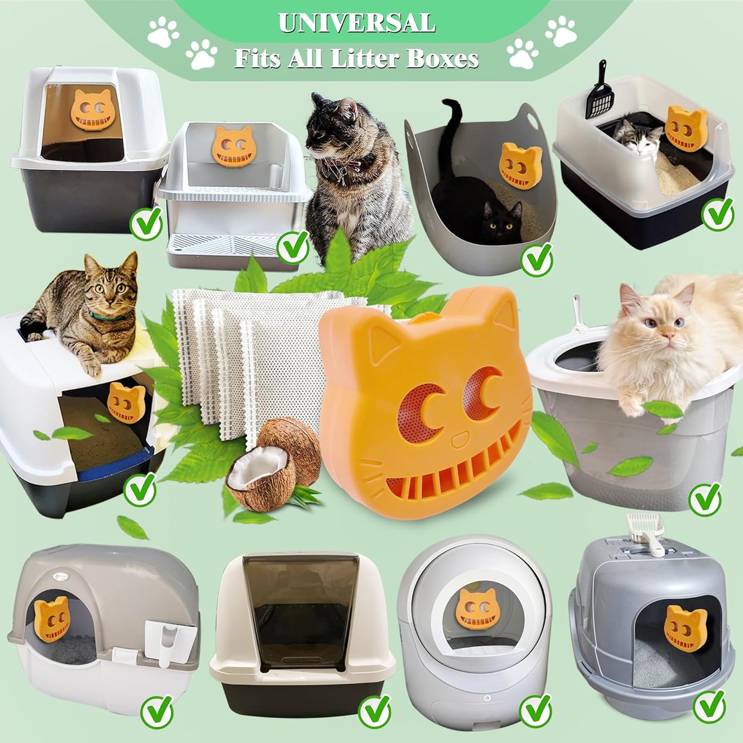 Unscented Cat Litter Box Deodorizer Kit Stick-On Activated Carbon Odor Eliminators Compatible with