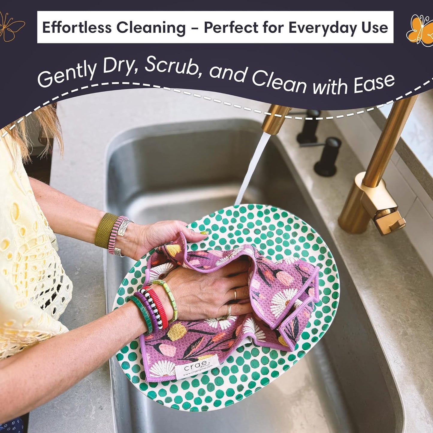 Microfiber Hand Towel & Washcloth Set of 2 - Double-Sided, Waffle Weave, Super Absorbent