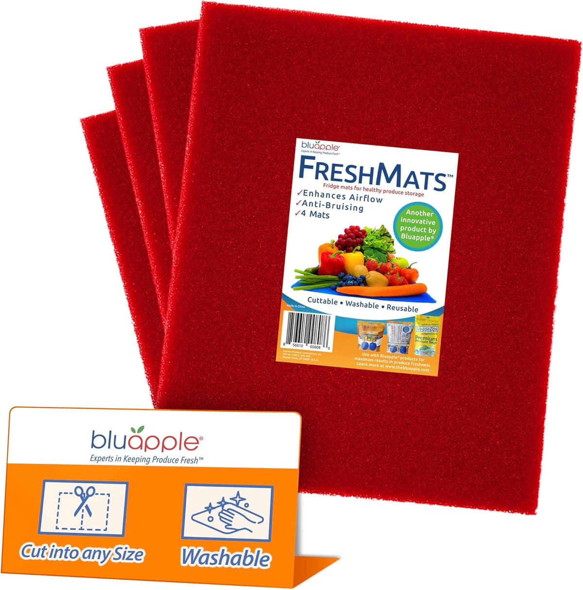 Bluapple FreshMats, Refrigerator Bin Liner, Fridge Drawer Mats, Crisper Life Extender Liner Keeps