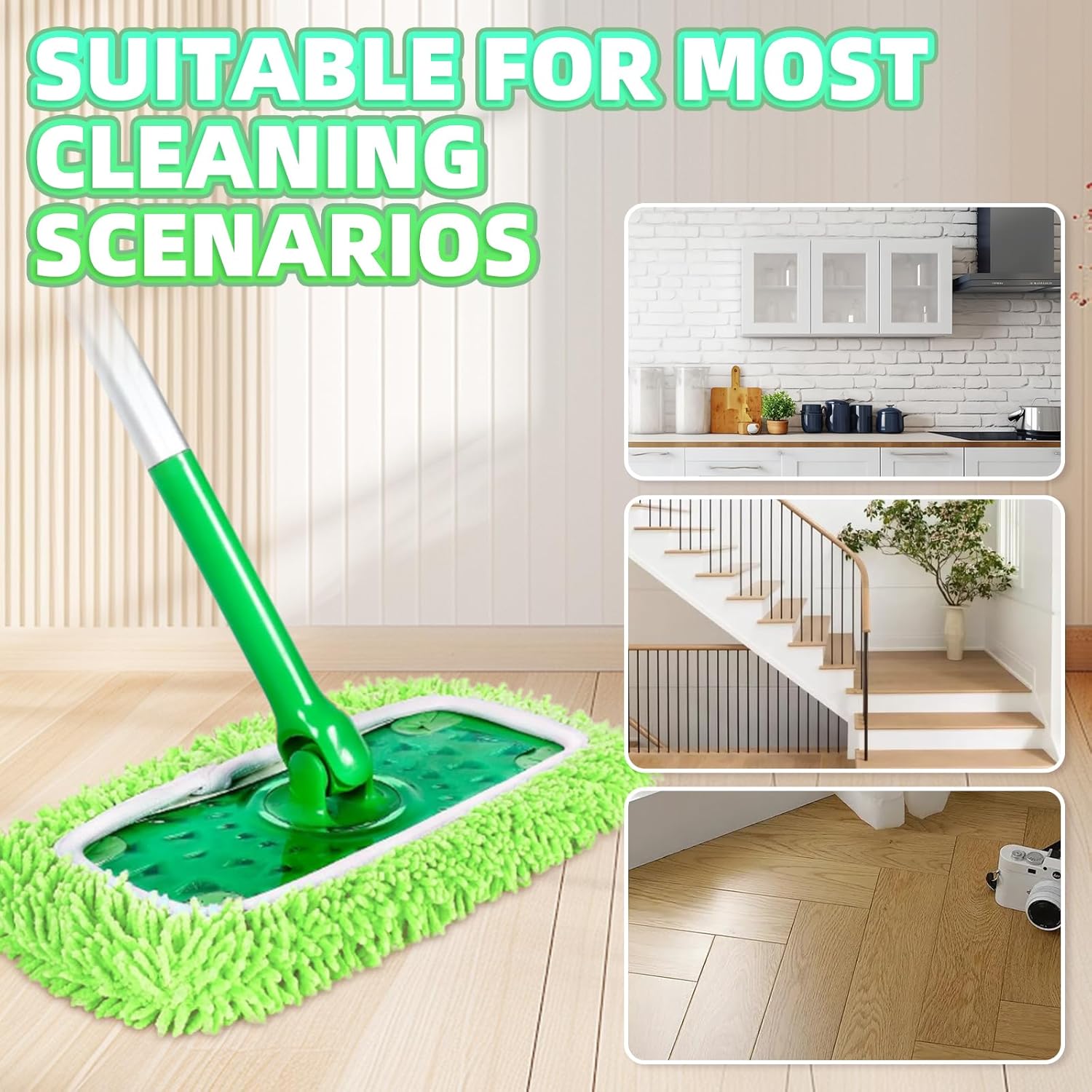 8 Pack Reusable Mop Pads Compatible with Swiffer Sweeper, Microfiber Chenille Washable Swiffer Mop