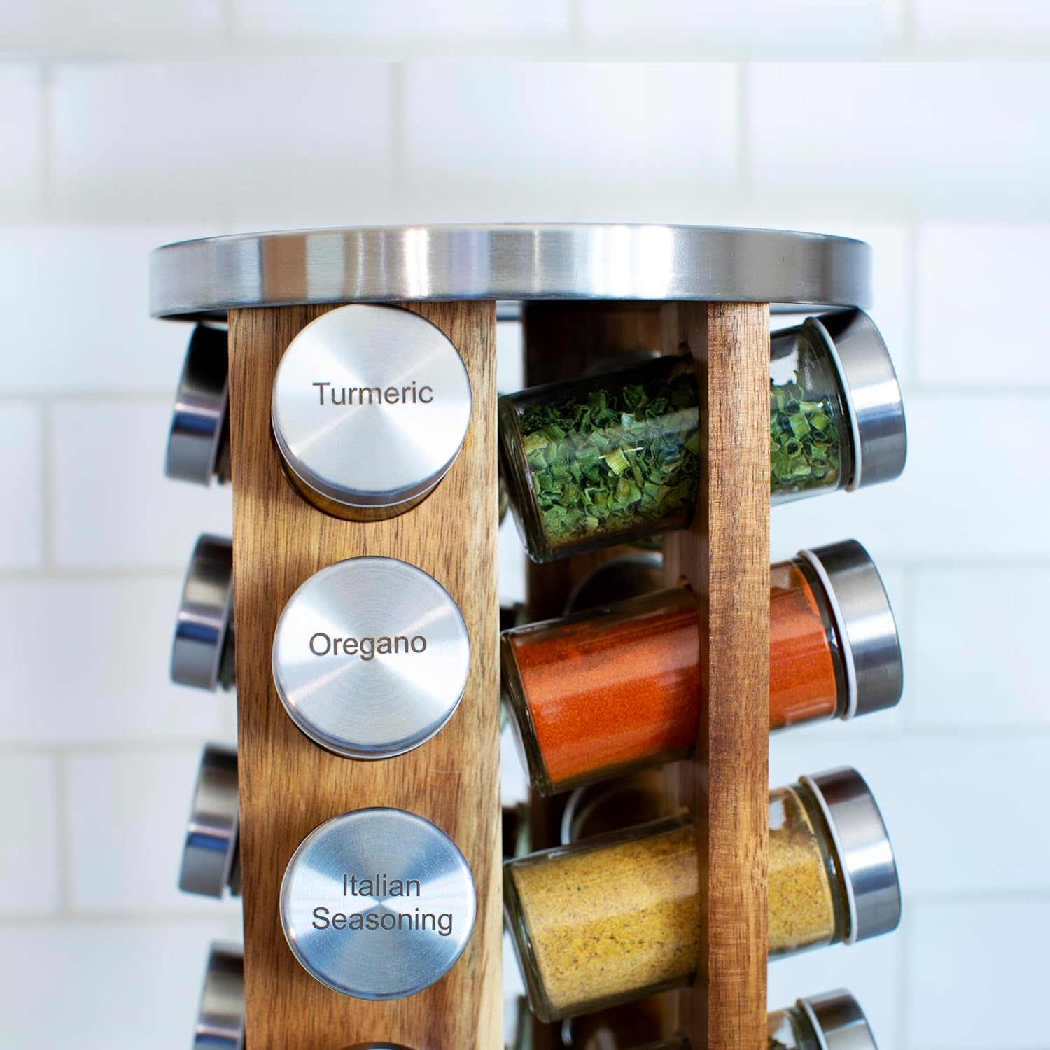 Orii 20 Jar Spice Rack with Spices Included - Tower Organizer for Kitchen Spices and Seasonings