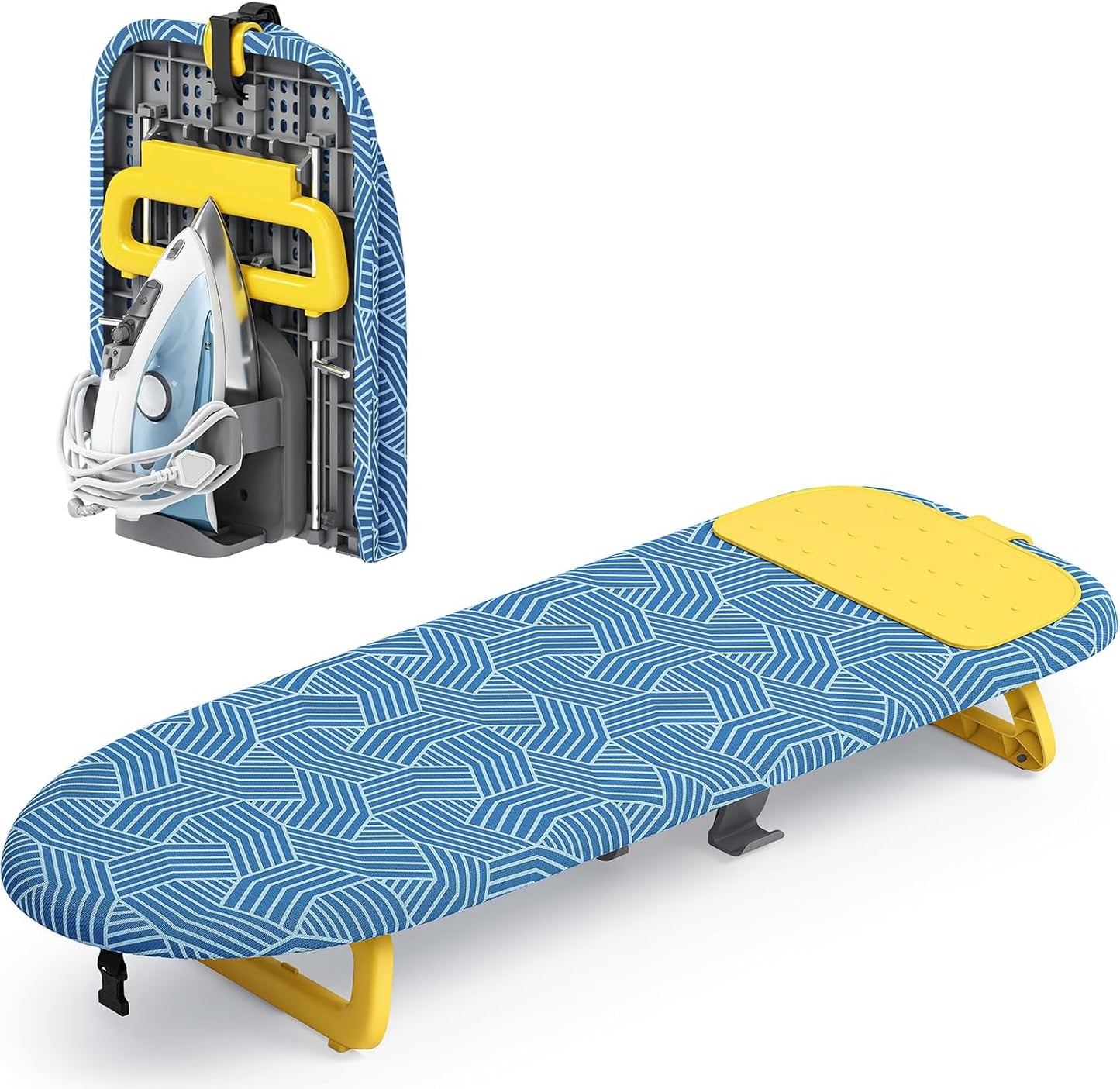 KINGBOARD Tabletop Ironing Board, Small Ironing Board with Iron Holder, Foldable Mini Iron Board