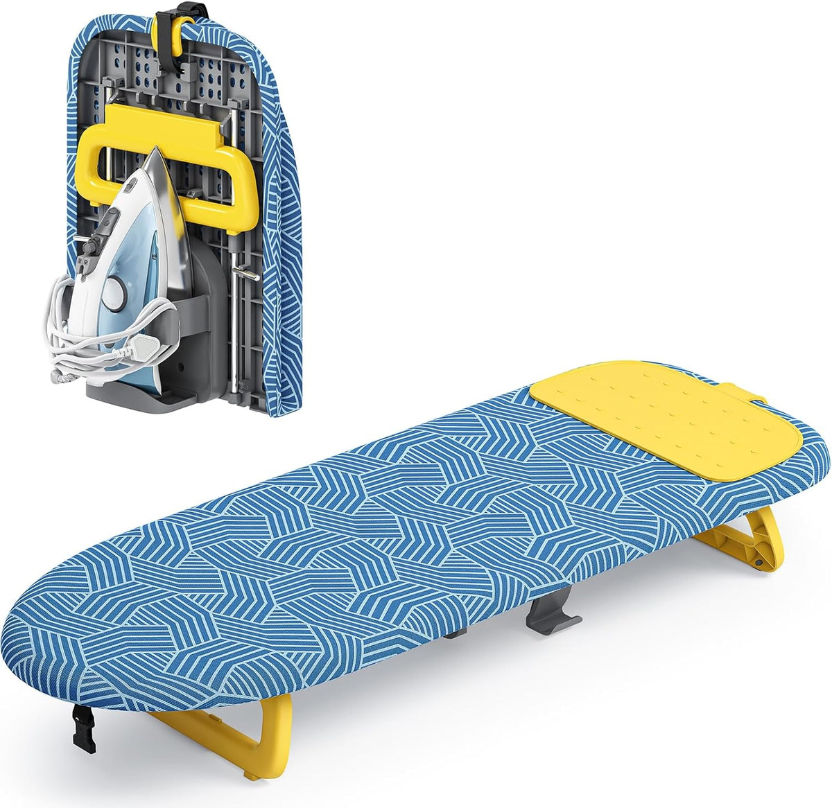 KINGBOARD Tabletop Ironing Board, Small Ironing Board with Iron Holder, Foldable Mini Iron Board