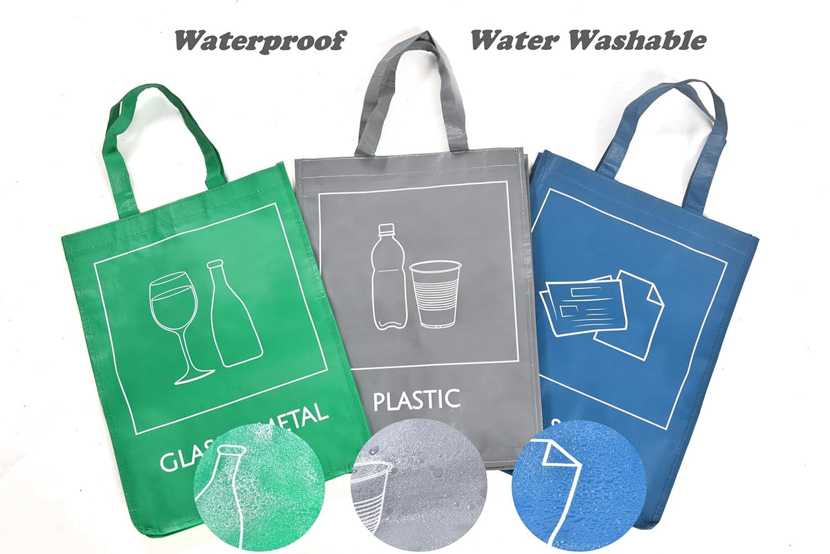 YOUNG DA Reusable Recycle Bags, 3-Piece Separate Recycling Bin Set for Home, Kitchen, and Office