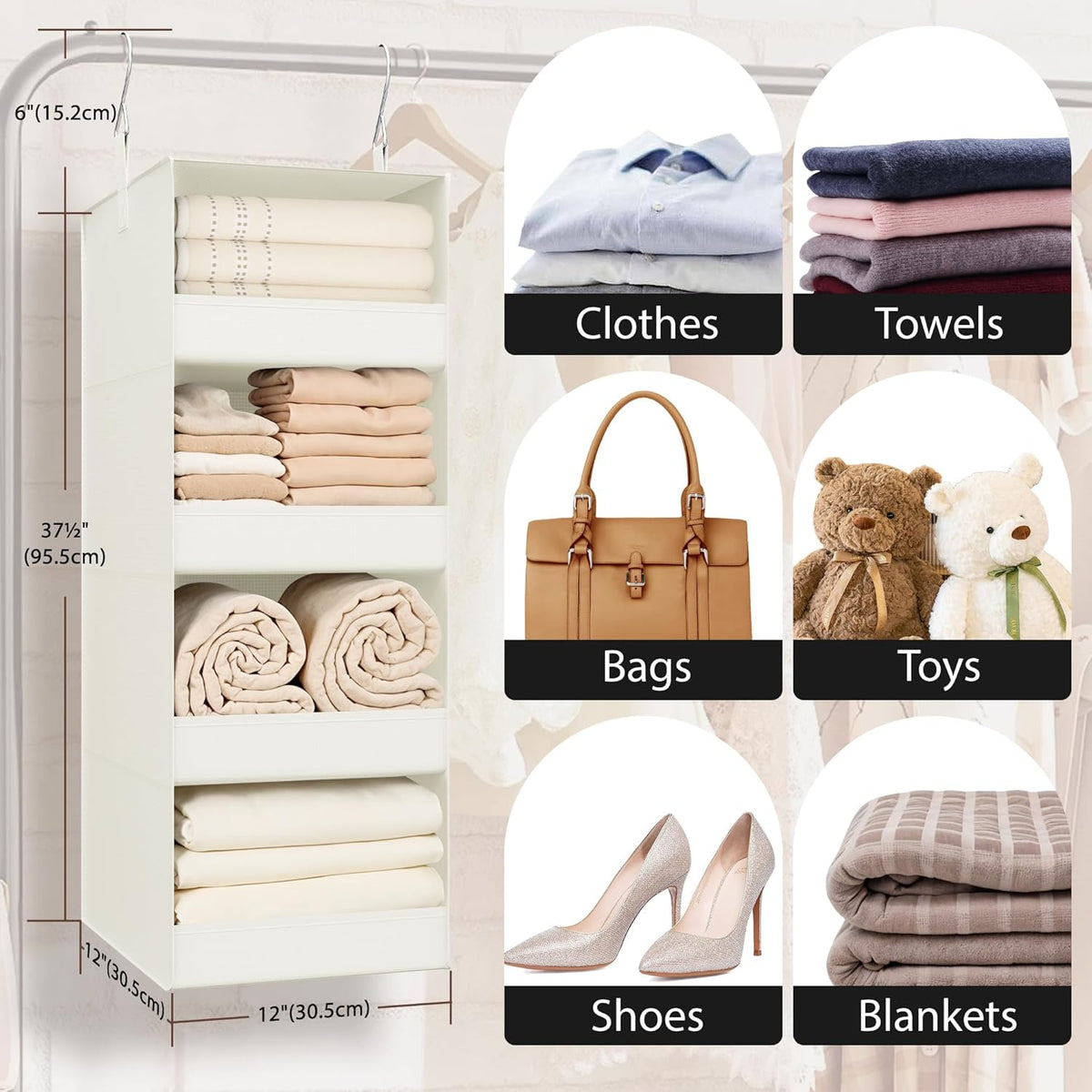 GRANNY SAYS 4-Shelf Hanging Organizer, Closet Hanging Shelves, Closet Hanging Storage Organizers