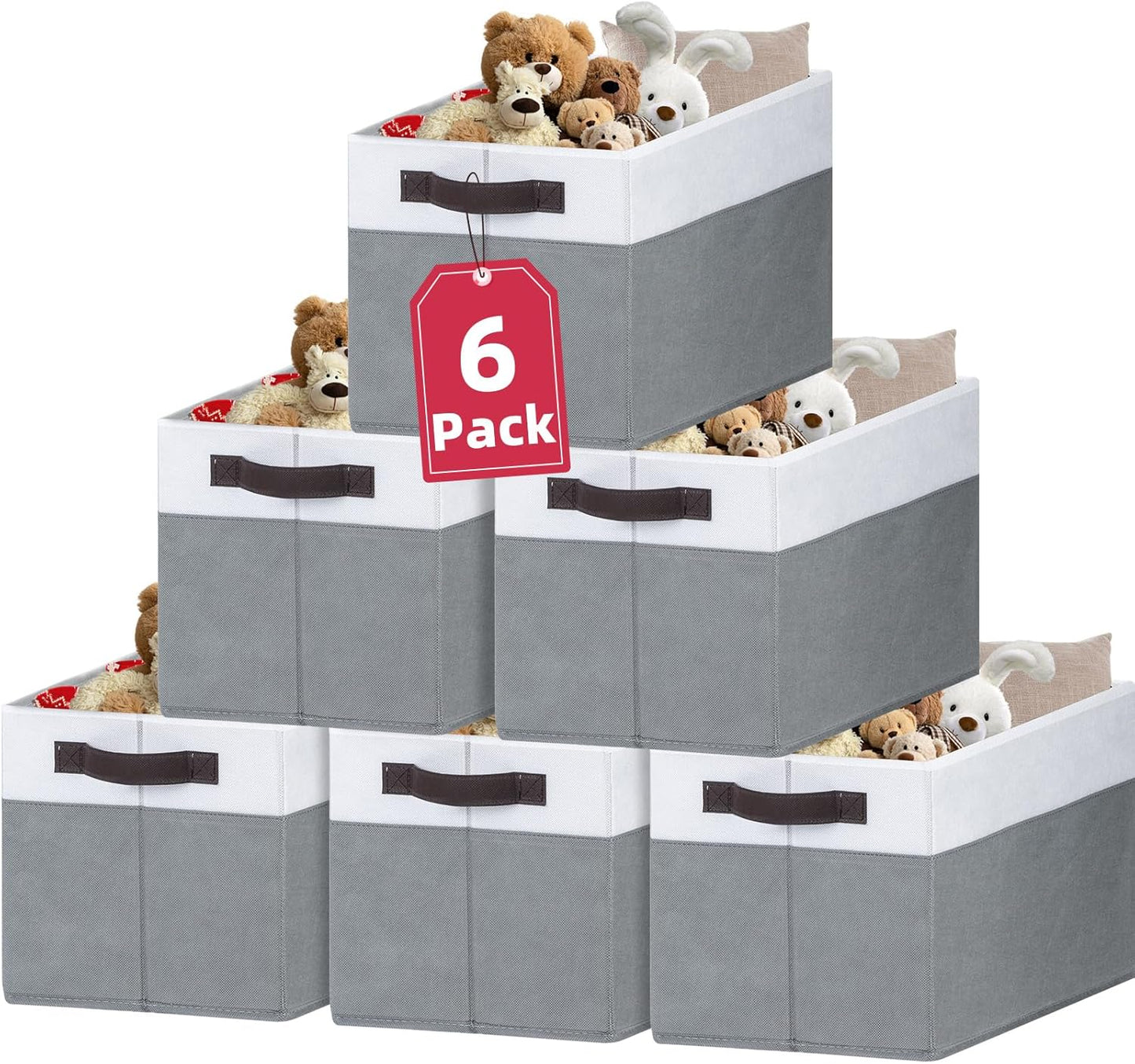 Criusia 6 Pack Clothes Bins for Organization - 16x12 Extra Large Storage Baskets for Shelves Closet