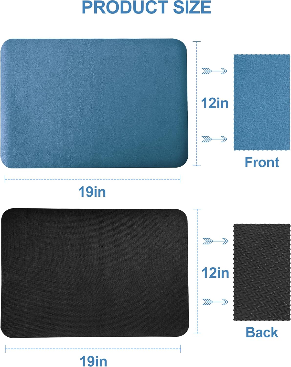 Dish Drying Mat for Kitchen Counter, 12"x19" Dish Drying Pad with Non-slip Rubber Backed, Hide