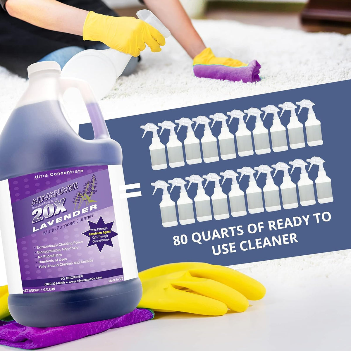 All Purpose Cleaner Concentrate - Advanage 20X The Wonder Cleaner Lavender for All Surfaces Around