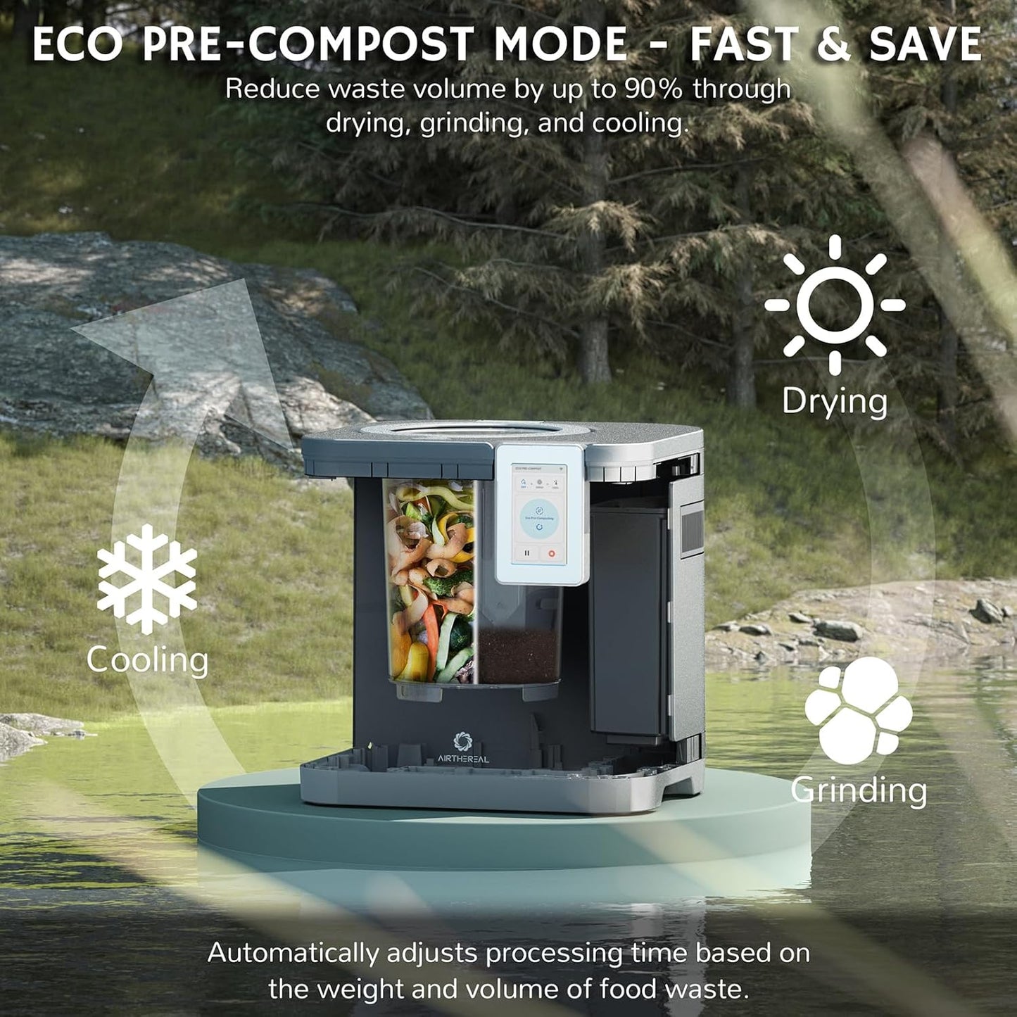 Airthereal Revive R800 5L Smart WiFi Electric Kitchen Composter - Odorless, Self-Cleaning, 3 Modes