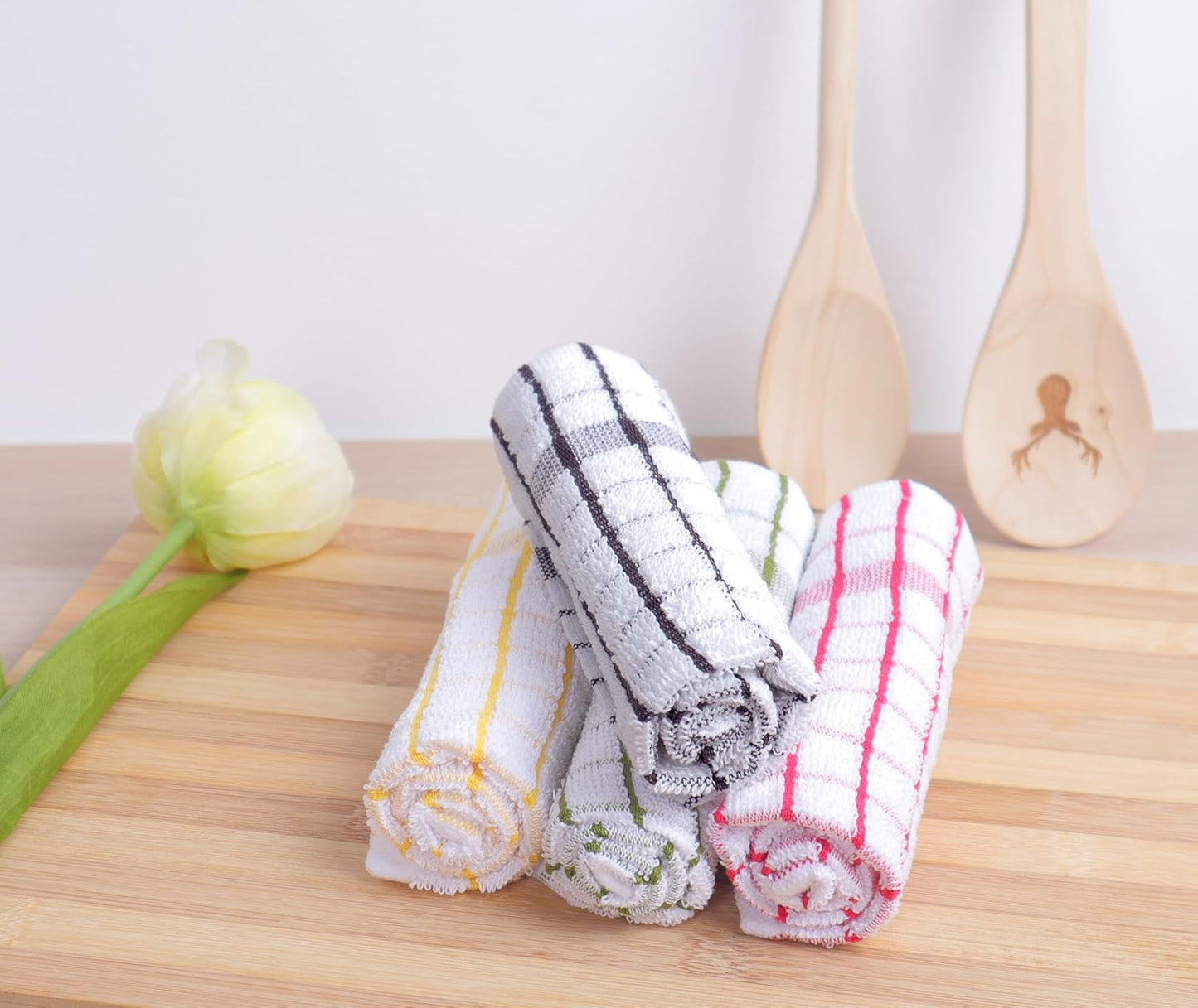 AMOUR INFINI Kitchen Dish Cloths Set of 8 - Ultra Soft, Highly Absorbent, Quick-Drying Terry Cotton