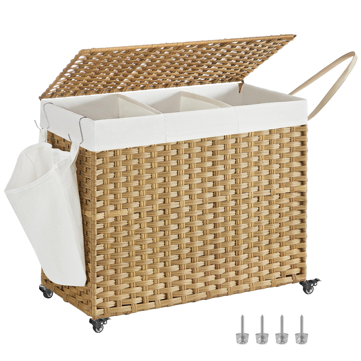 SONGMICS Laundry Hamper with Lid, 42.3 Gallons (160 L), Rolling Laundry Basket with Wheels
