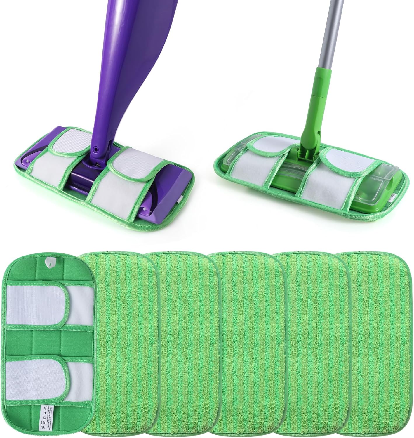 6 Pack Reusable Mop Pads for Swiffer WetJet Sweeper Mops, Microfiber Washable Floor Mop Refills Wet