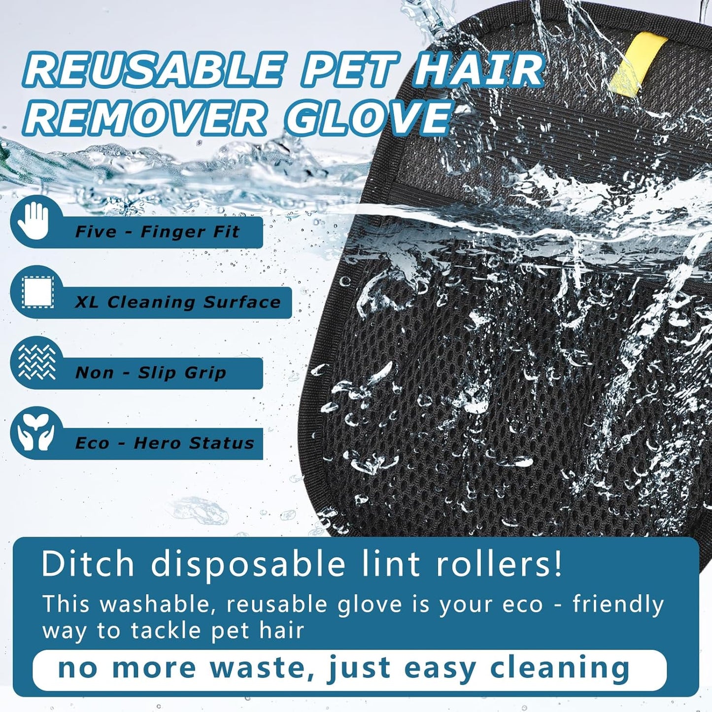 2Pcs Magic Brush Pet Hair Remover, Five-Finger Electrostatic Cat & Dog Hair Removal Gloves for