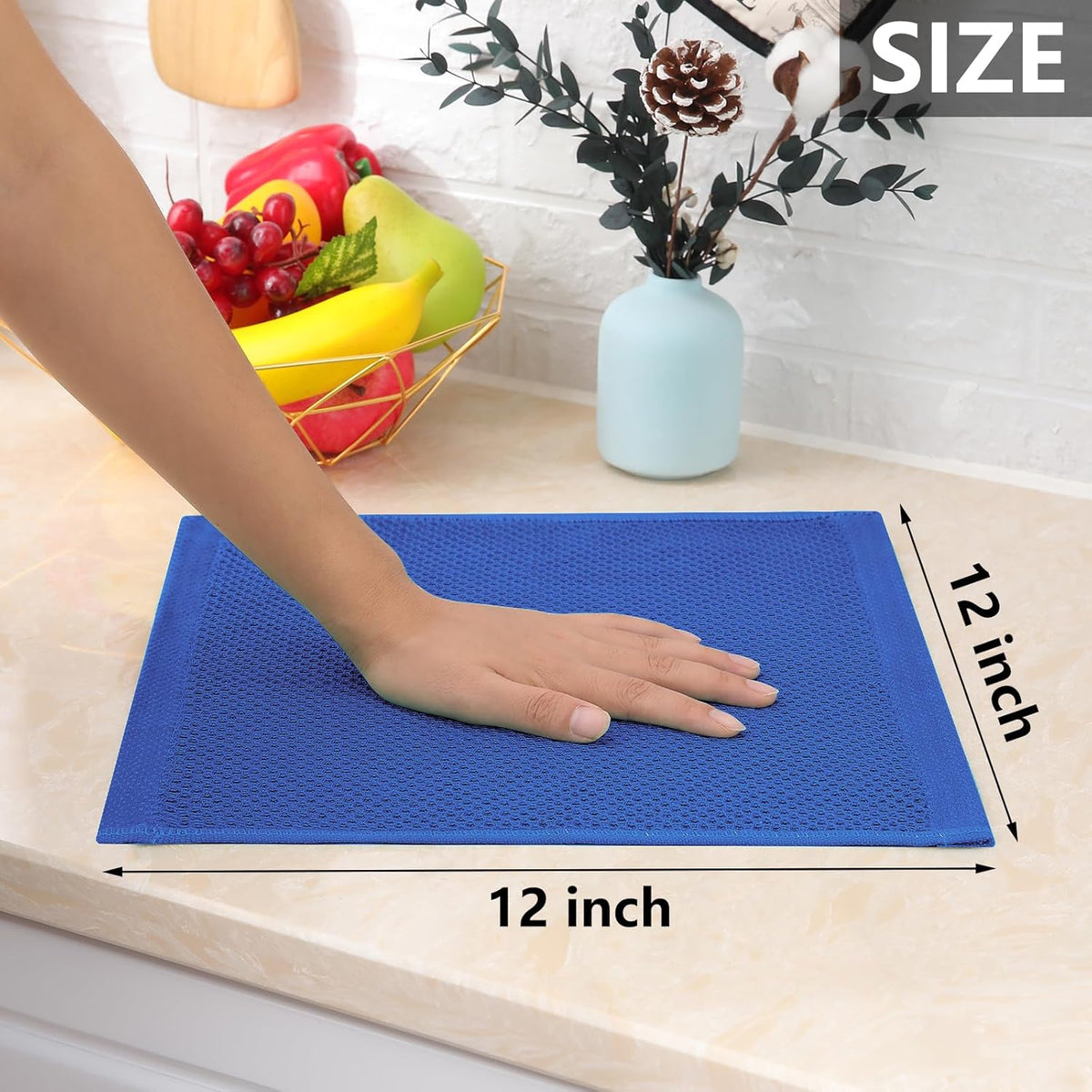 Homaxy 100% Cotton Waffle Weave Kitchen Dish Cloths, Ultra Soft Absorbent Quick Drying Dish Towels