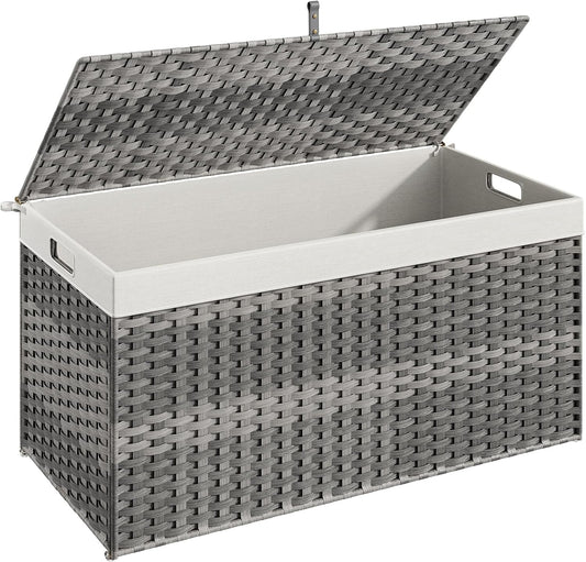 HOOBRO Storage Basket with Lid, 52.8 Gallon (200L) Wicker Basket, Handwoven Blanket Storage Basket