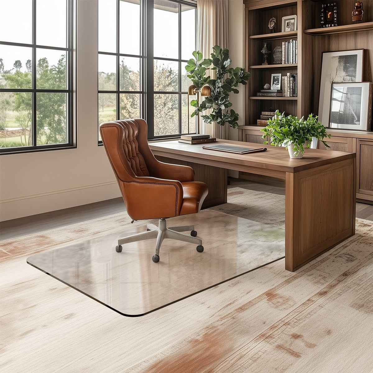 Office Chair Mat for Carpet & Hardwood, Upgraded 32" x 48" Dual Use Tempered Glass Chair Mat for
