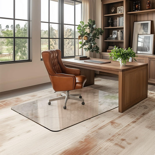 Office Chair Mat for Carpet & Hardwood, Upgraded 32" x 48" Dual Use Tempered Glass Chair Mat for