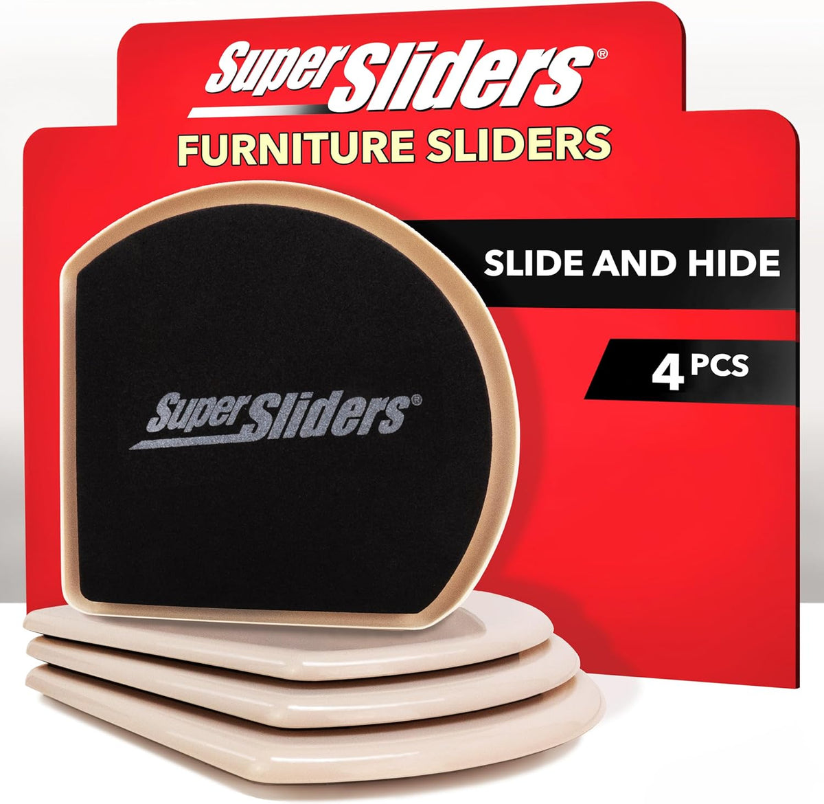 Super Sliders 7" Slide & Hide Reusable Furniture Sliders for Carpet - Effortless Moving and Surface
