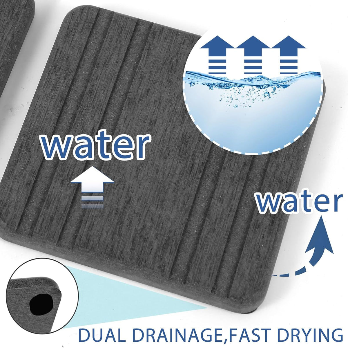 3PCS Water Absorbing Stone Tray, DryingNeat Diatomite Stone Sink Tray, Instant Dry Sink Coasters
