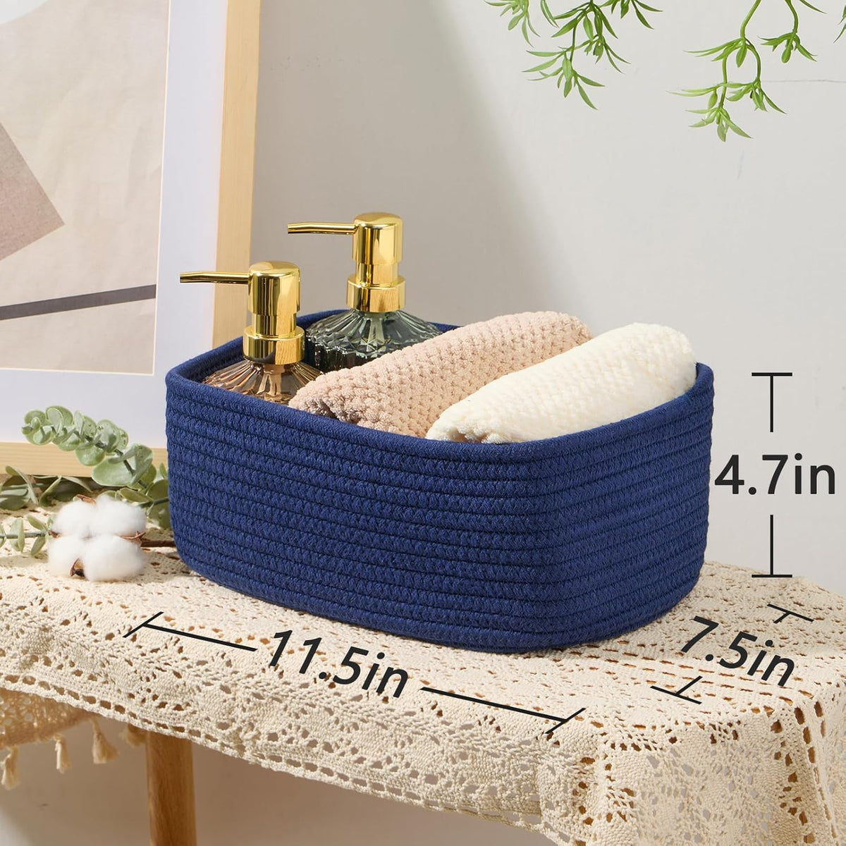 Small Storage Baskets for Organizing | Closet Organizer Bins | Shelf Toy Basket | Woven Rope