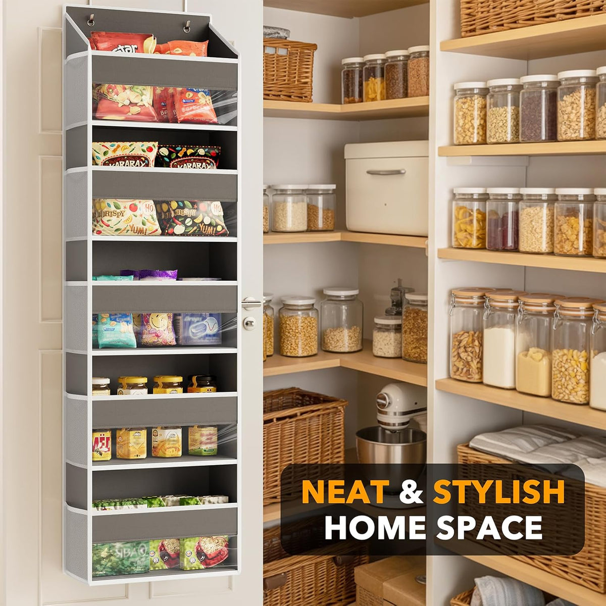 SpaceAid 1 Pack Over The Door Organizer with 5 Large Pockets and 10 Mesh Side Pockets, 5 Layers
