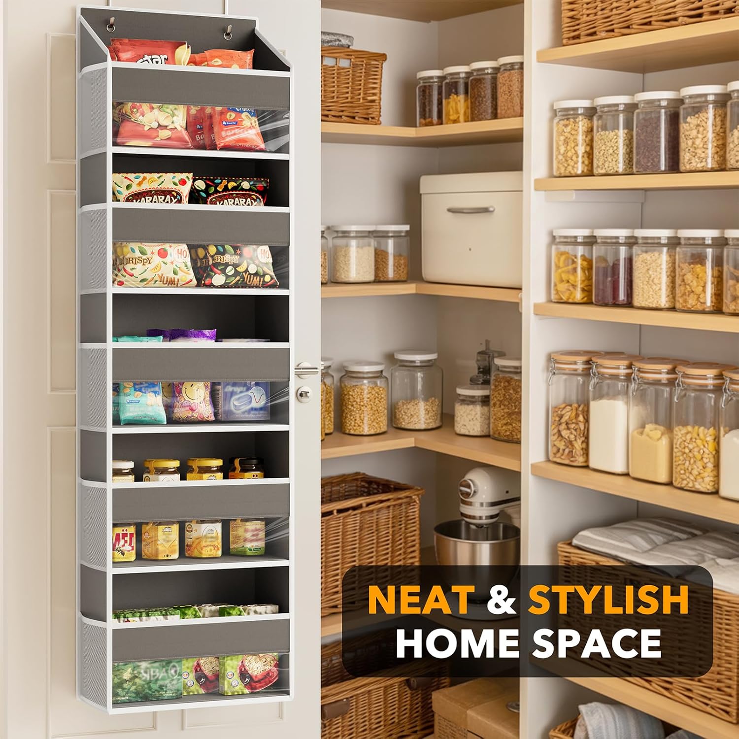 SpaceAid 1 Pack Over The Door Organizer with 5 Large Pockets and 10 Mesh Side Pockets, 5 Layers
