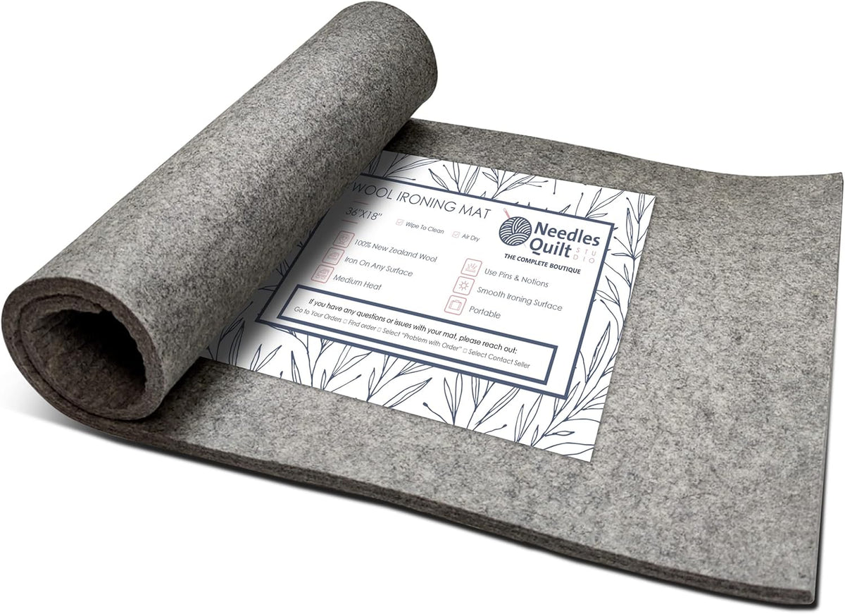 36" x 18" Wool Pressing Mat for Quilting | 100% Natural New Zealand Wool Ironing Mat for Quilters |