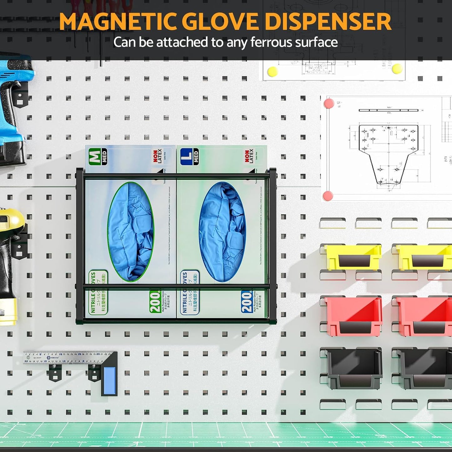 THYGIFTREE Magnetic Glove Holder for 2 Boxes, Wall Mount Metal Rubber Latex Disposable Gloves
