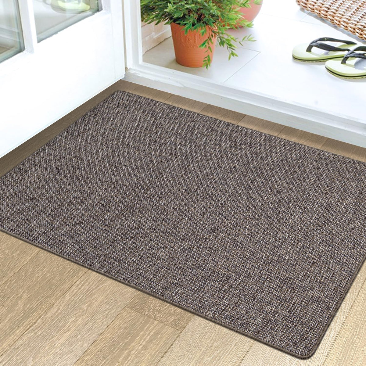 LUMI Ultra Thin Door Mat for Entryway, 24"x36" Low Profile Non Slip Rubber Backing Indoor Doormat
