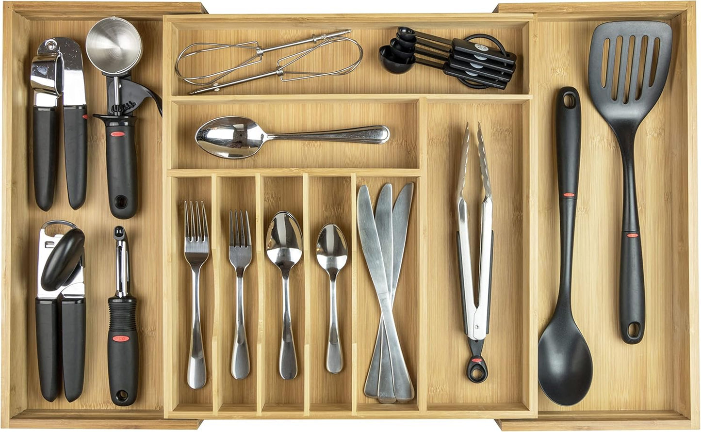 KitchenEdge Premium Silverware, Flatware and Utensil Organizer for Kitchen Drawers, Food-Safe