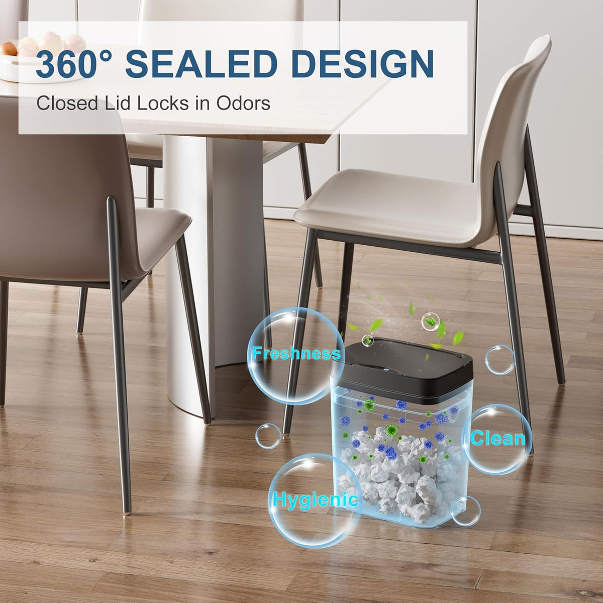 2 Pack 2.7 Gal Bathroom Trash Can with Lid, Automatic Trash Can Small Smart Garbage Can Touchless