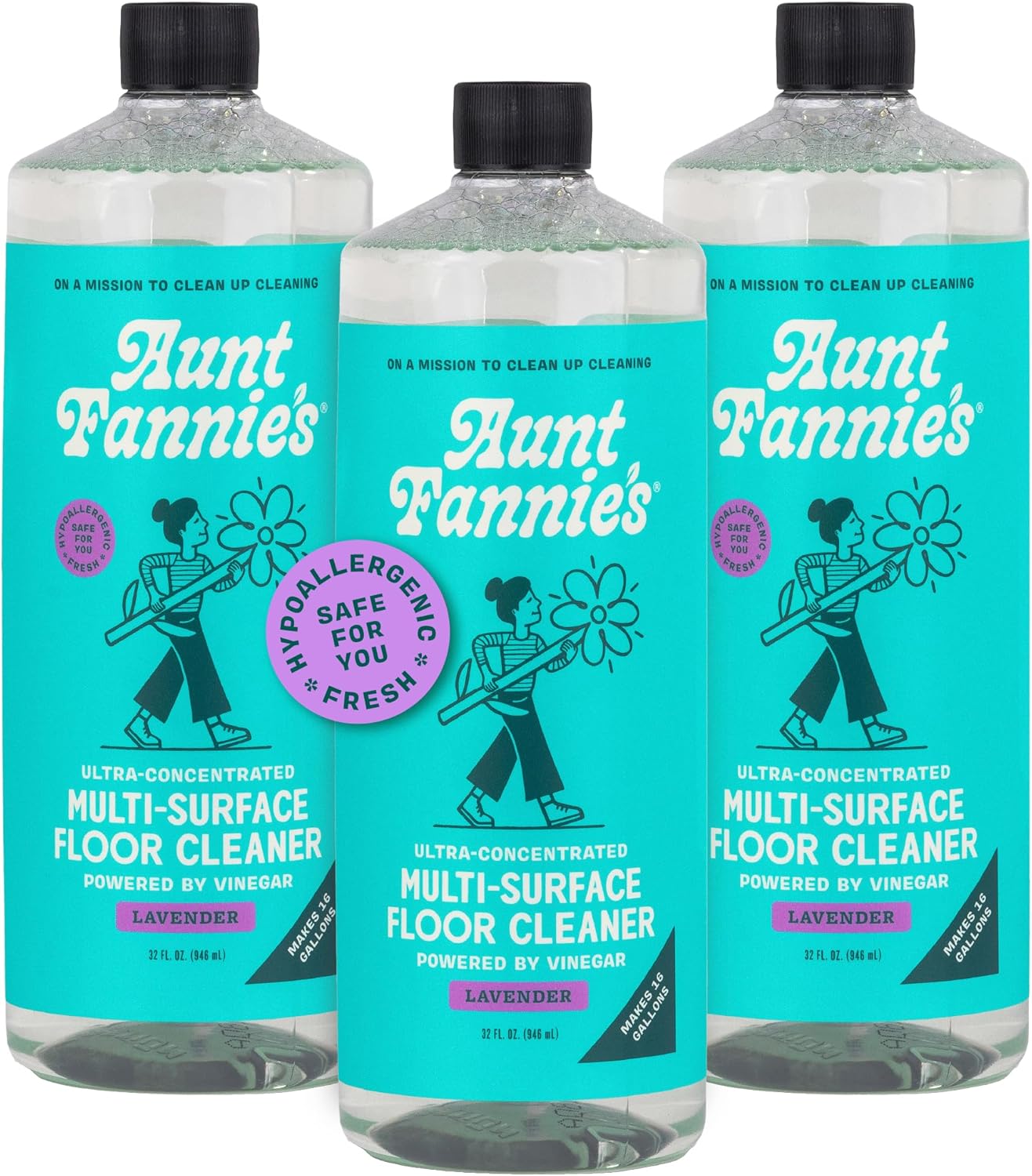 Aunt Fannie's Ultra Concentrated Floor Cleaner Vinegar Wash, Multi-Surface Solution For Mopping