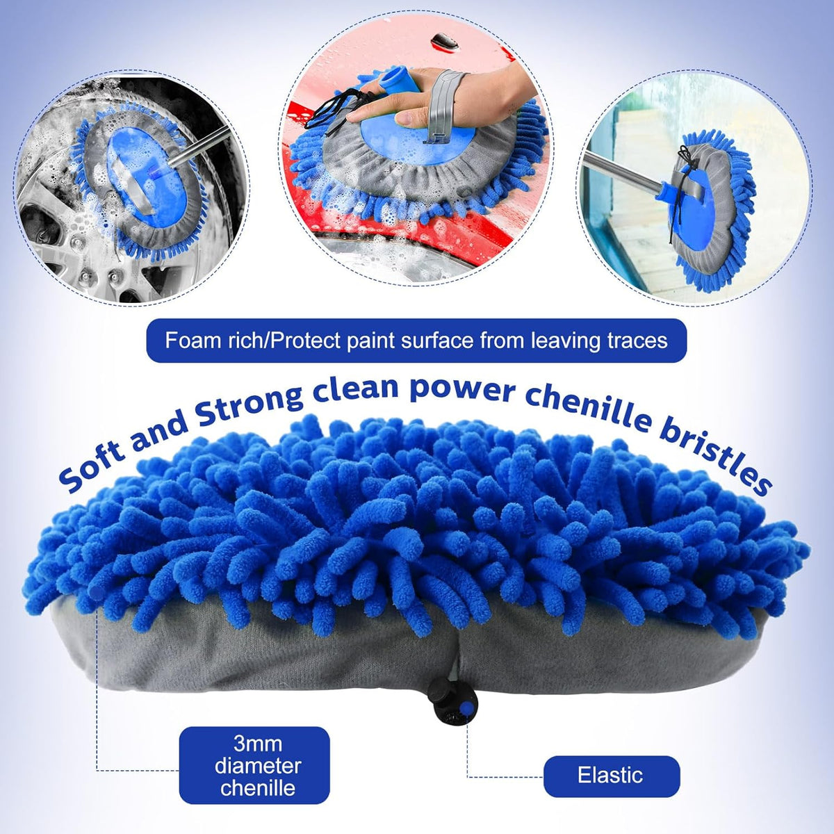 Layhit 5 Pcs Car Wash Mitt Set, Brush Not Included, Microfiber Mitt Cleaning Car Truck Washing