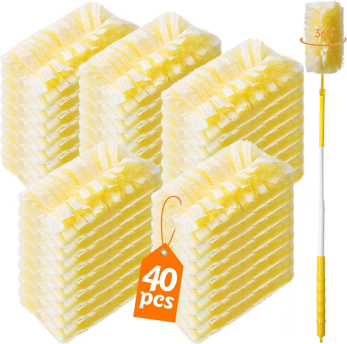 40 Count 360° Heavy Duty Duster Refills Compatible with Swiffer,Large Size-Extra Thick Disposable