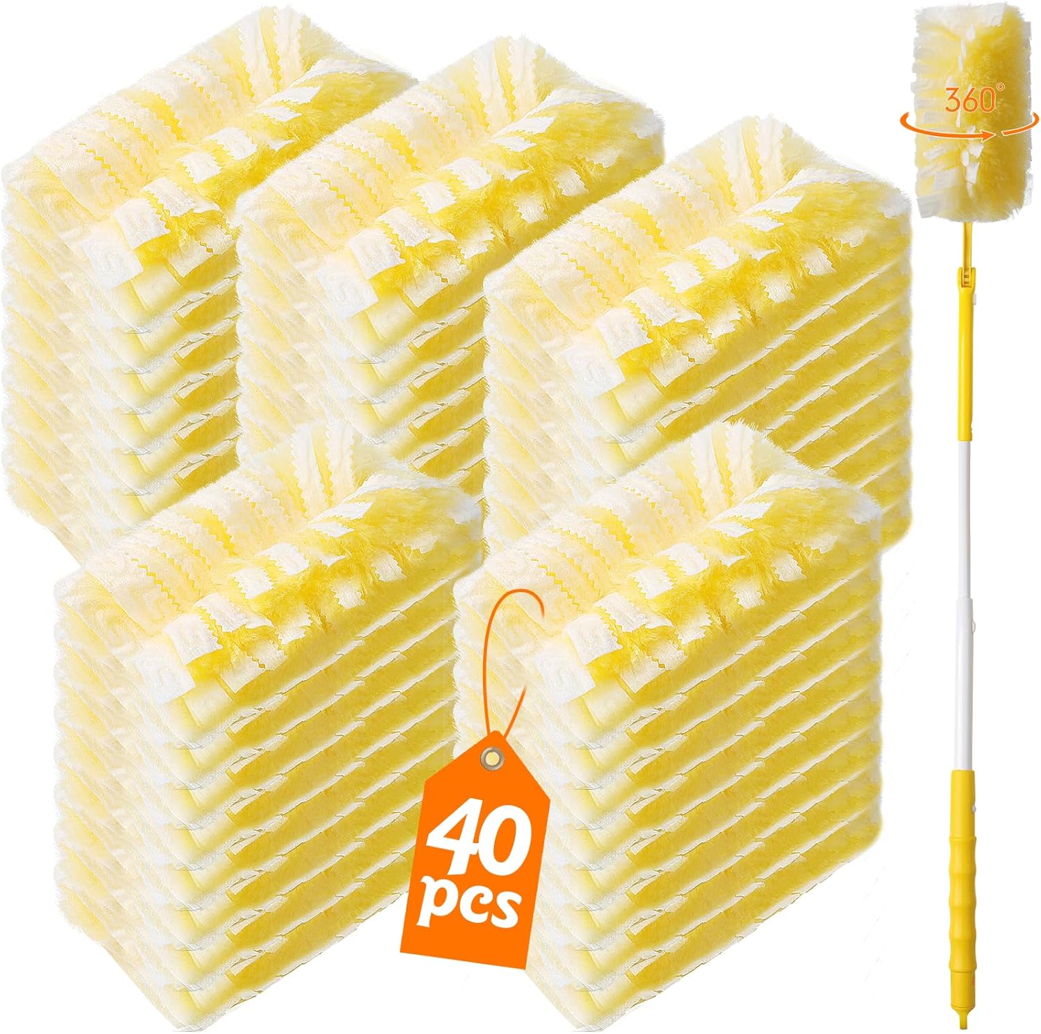 40 Count 360° Heavy Duty Duster Refills Compatible with Swiffer,Large Size-Extra Thick Disposable
