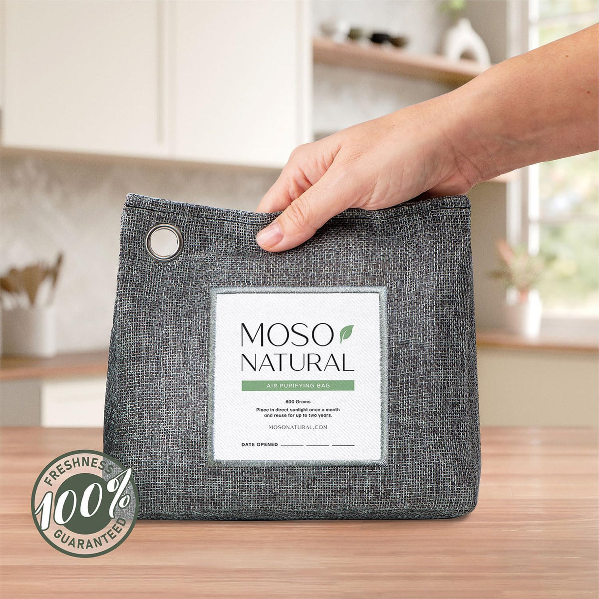 Moso Natural Air Purifying Bag 600g, Premium Bamboo Charcoal Odor Absorber, Room Deodorizer for
