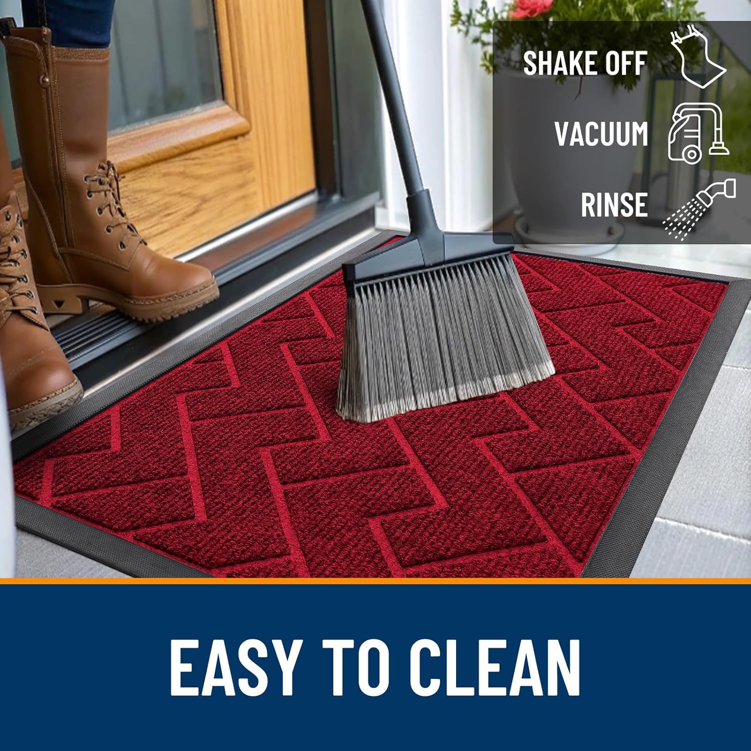 OLANLY Front Door Mat Indoor Outdoor Entrance, Waterproof All-Season, All-Weather Doormat, Sturdy