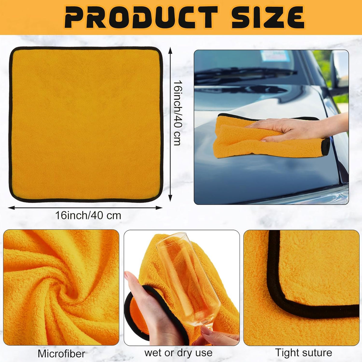 Tallew 80 Pcs Microfiber Towels 16 Inch x 16 Inch Microfiber Cloth Car Drying Towels for Cars