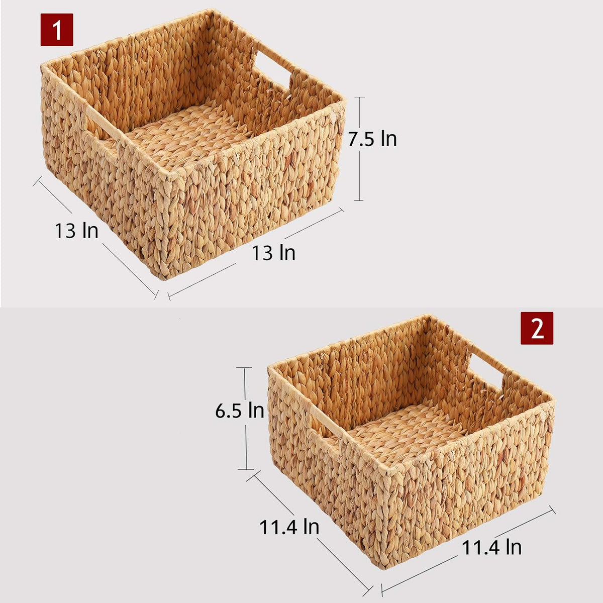 HOONEX Water Hyacinth Storage Baskets for Organizing, Decorative Wicker Baskets with Carrying