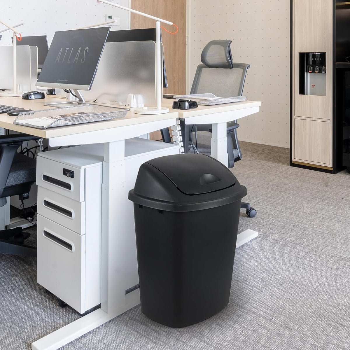 10 Gallon / 40 L Swing Lid Kitchen Trash Can, 4-Pack, Office, College, Classroom Garbage Bins