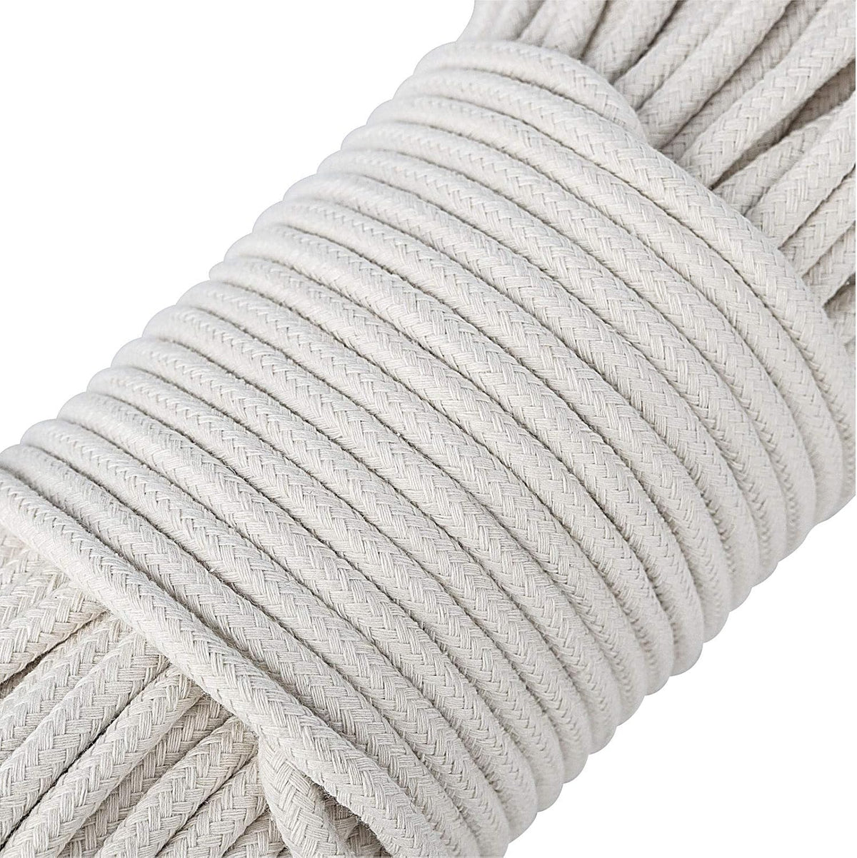164 Feet 1/4 Inch White Natural Cotton Rope, Cotton Clothesline Rope, All-Purpose Craft Rope for