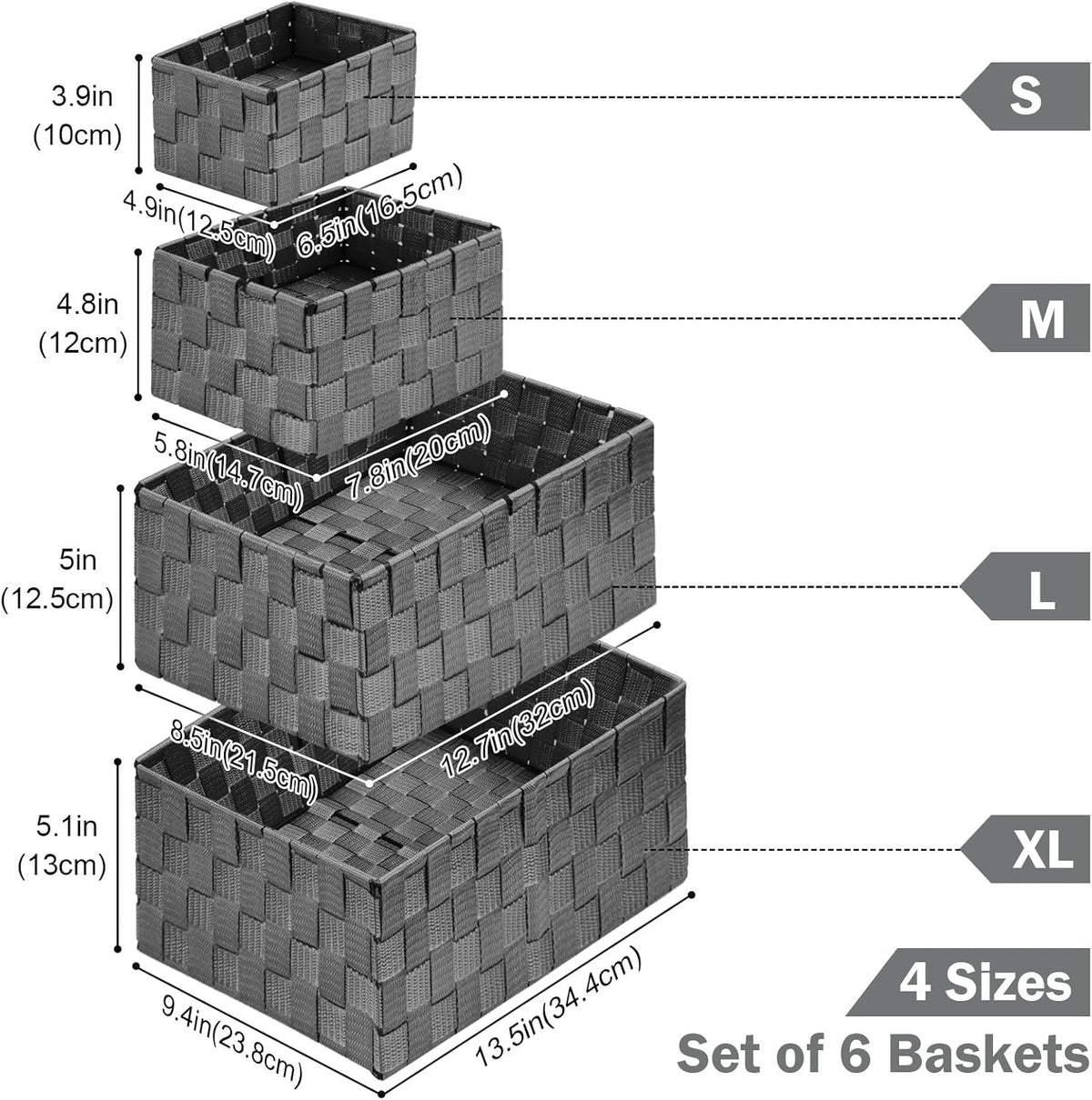 Woven Storage Baskets, Storage Bins, Cube Basket Container Baskets Storage Boxes Organizers for