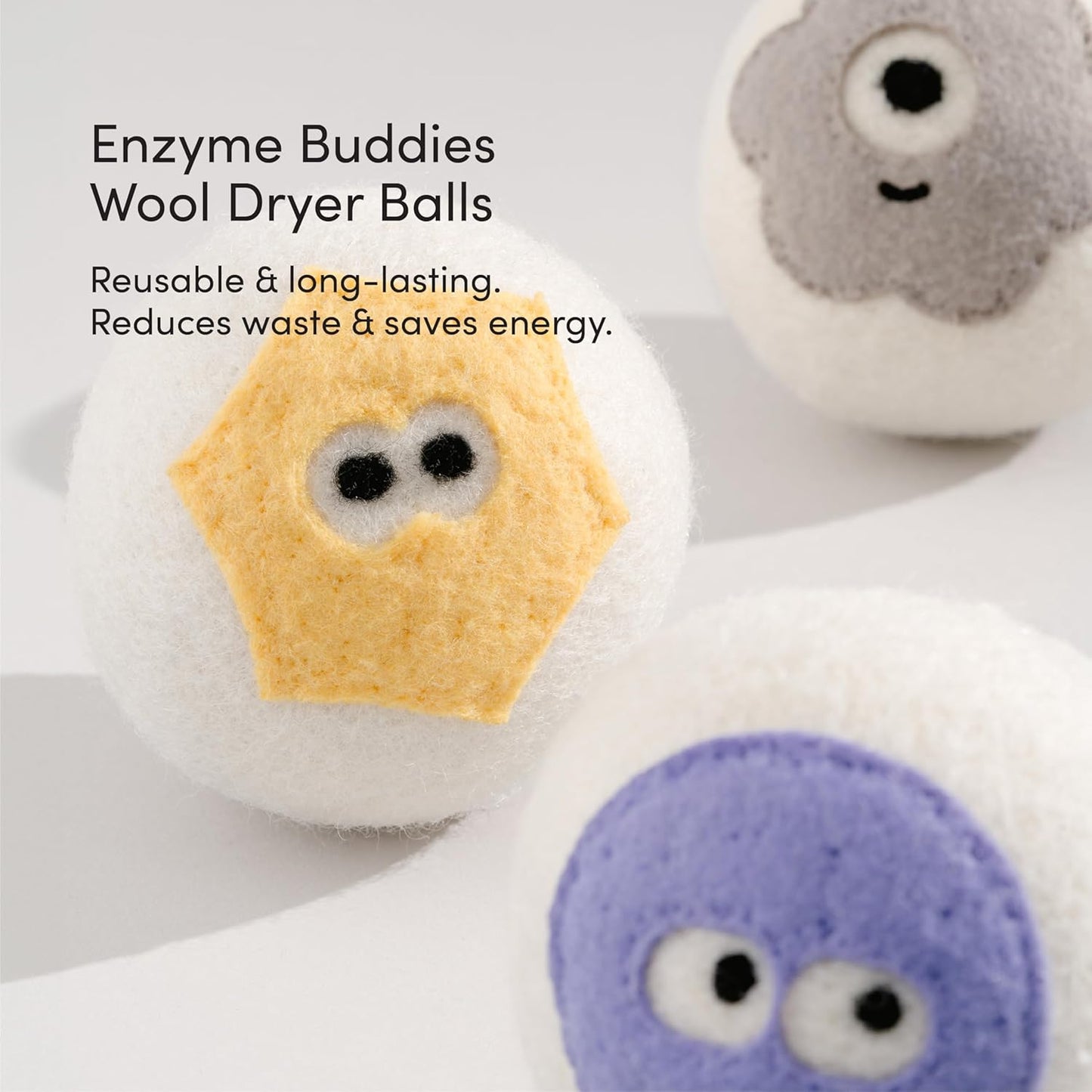 Dirty Labs | 100% New Zealand Wool Enzyme Buddies Dryer Balls | 3 Balls | Shorten Drying Time |
