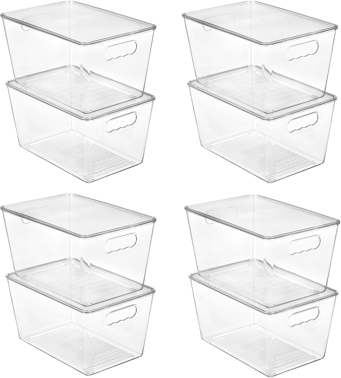 Vtopmart 8 Pack Clear Stackable Storage Bins with Lids, Large Plastic Containers with Handle for